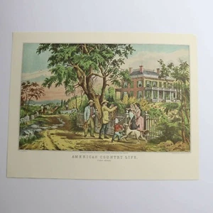 Currier Ives Vtg Paper Print American Country Life October Afternoon Home Art - Picture 1 of 6