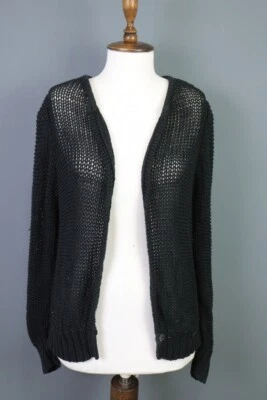 ISABEL MARANT ETOILE Black Fish Knit Open Front Cape Cardigan Sweater Size 2 - Image 1 of 4