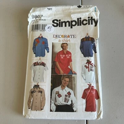 Simplicity Pattern 9867 Sz 18-22 Misses Decorated Shirt Long or Short Sleeve - Image 1 of 4