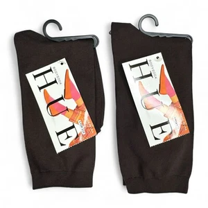 HUE Espresso Brown Bodysock Womens One Size Fits Most Dress Socks 2 Pairs New - Picture 1 of 5