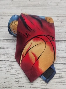 Corbata de seda J. Garcia Sunset Collection #53 | Estampado de baloncesto y llamas | O193 - Imagen 1 de 8