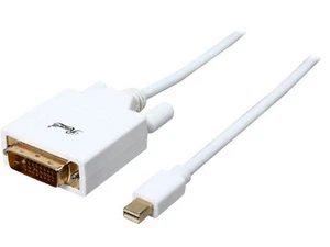 Mini DisplayPort to DVI Cable White 3 Feet Mini DP to DVI Cable with Gold Pla... - Picture 1 of 2