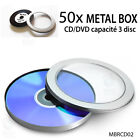 50x BOITIERS METAL ROND COUVERCLE - CD DVD - METALIQUE SILVER BOX BOITE COFFRET