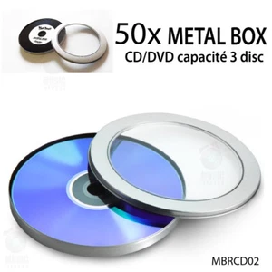 50x Cajas De Metal Redondas Con Tapa - CD DVD - Caja De Metal Plateada - Imagen 1 de 4