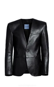 Mugler x H&M waisted Leather blazer 36R Black Unisex BNWT - Picture 1 of 7