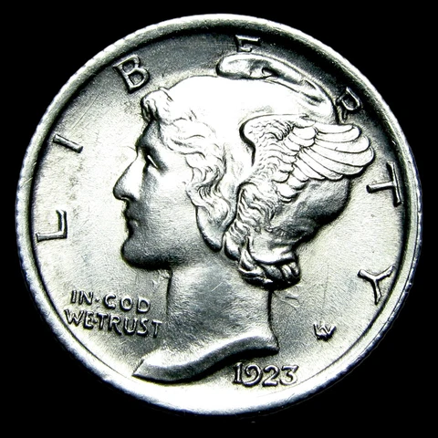 1923 Mercury Dime Silver ---- Gem BU FSB Stunning Coin ---- #TT885 Cover