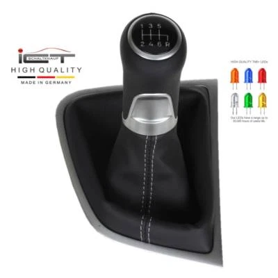 ICT pomello cambio pelle per Honda Civic MK9 illuminato cucitura argento B55 - Immagine 1 di 4
