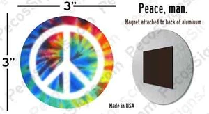 Magnet - Peace Sign on Tie Dye Background 3" Round Aluminum Made in the USA - Picture 1 of 2