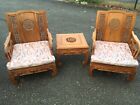 Vintage Chinese Chairs Table Rosewood Mahogany Teak Carved Ornate Asian Imperial