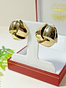14k Yellow Gold Omega Backing Earrings Hollow 9 Grams. Timeless ! - Picture 1 of 15