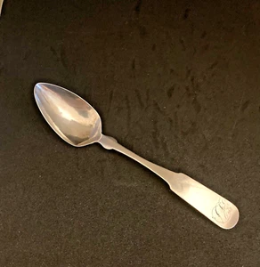 Coin Silver Spoon Bigelow & Co Boston 1830s monogram Fiddleback 5 5/8" .3oz 8.5g - Picture 1 of 11