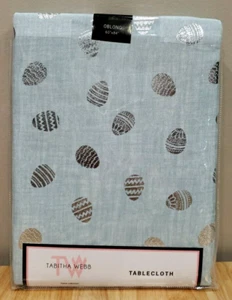Tabitha Webb SHIMMER EGGS 60"x84" Easter Tablecloth Polyester Blue/Silver NIP - Picture 1 of 3
