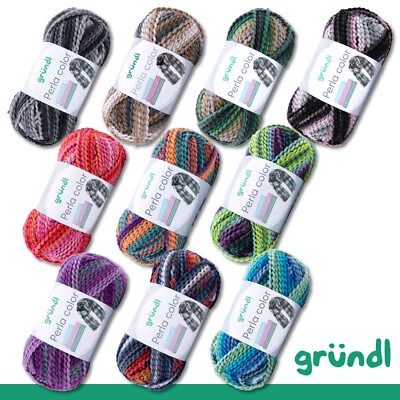 Gründl 100g Perla color Polyester Wolle Garn Stricken Farbverlauf 10 Farben