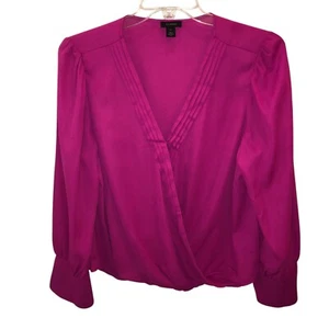 Halogen Womens Size XL Pink Faux Wrap Front Long Sleeve Blouse Top Shirt - Picture 1 of 10