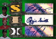 2008 Ozzie Smith Reyes Ramirez Topps Triple Threads AUTO JERSEY BAT RELIC 18/18