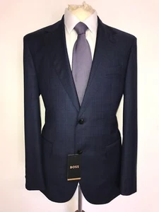HUGO BOSS - Regular Fit BLUE Check WOOL SUIT - 40 Reg - W34 L33 - BNWT £1,295 - Picture 1 of 16