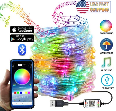 5 STAR SUPER DEALS Fairy String Bluetooth RGB LED Lights Indoor Outdoor Waterproof USB Music Sync