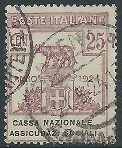 1924 REGNO ENTE PARASTATALE USATO CASSA NAZIONALE ASSIC SOCIALI 25 CENT R40-2 - Foto 1 di 1