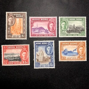 1937 HONG KONG 100 YEARS BRITISH COLONY STAMP SET-KING GEORGE VI -SgHK 163/68-MH - Picture 1 of 2