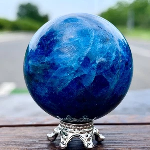 78G Natural beautiful Blue aptite Quartz Crystal Sphere Ball Healing - Picture 1 of 22