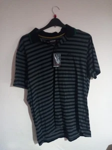 MAINE GOLF NEW ENGLAND STRIPED GREY GREEN BLACK POLO SHIRT LUXURY COTTON M BNWT - Picture 1 of 10