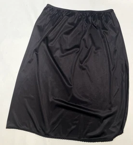 Vintage Black Half Slip SIZE XL long length 28" slit VASSARETTE nylon classic - Picture 1 of 6