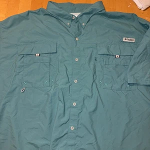 Columbia PFG Omni Shade Shirt Men 5X Vented Fishing Teal Button Down Shrt Sleeve - Picture 1 of 8
