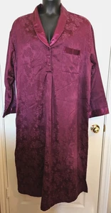 Amanda Stewart Country 3X Plum Purple Satin Long Night Gown LS Pocket Grannycore - Picture 1 of 5