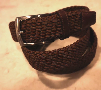 EXCELENTE cinturón de golf Johnston & Murphy tejido elástico talla 38 XL marrón para hombre 425 Foto 1 de 3