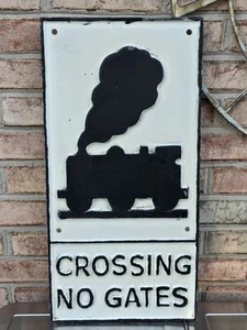 Crossing No Gates Cast Iron Railroad Crossing Sign - Picture 1 of 4