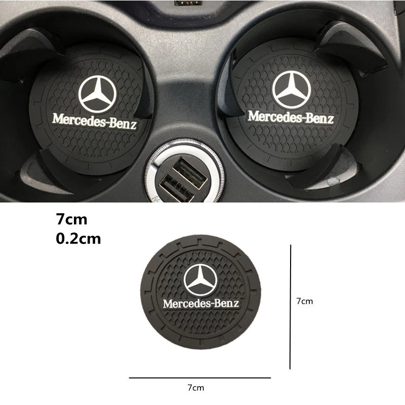 2PCS Black Rubber Car Water Cup Holder Pad Coaster Accessories For Mercedes Benz - Image 1 of 1
