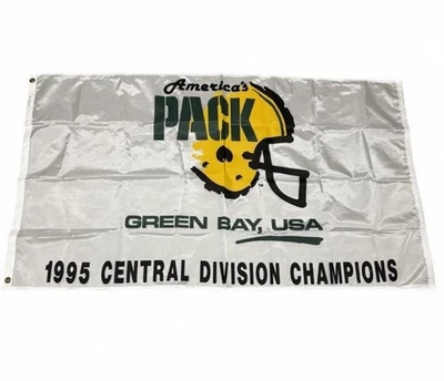 1995 Green Bay Packers División Central Campeones NFL Banderas 3’ X 5’ (2 banderas) Foto 1 de 2