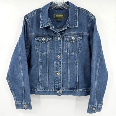 Chaqueta vaquera Eddie Bauer para mujer azul denim manga larga con botones delanteros talla grande Foto 1 de 4