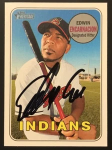 Cleveland Indians EDWIN ENCARNACION Signed 2018 Topps Heritage Card #325 {a} - Picture 1 of 1