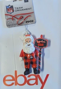 Cleveland Browns Christmas Tree Holiday Ornament - Santa Plaid Overalls - Resin - Picture 1 of 1