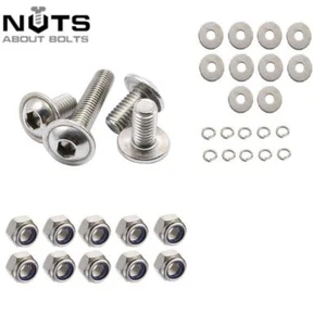 M10 10mm A2 INOX BOTTONE FLANGIATO TESTA BULLONE VITI PRESA A BRUGOLA - Foto 1 di 3