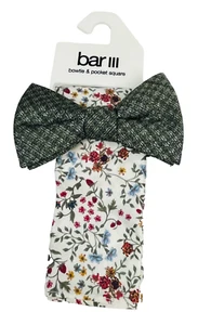 Bar III Men's Bow Tie & Pocket Square Set, Green , Floral - Picture 1 of 3