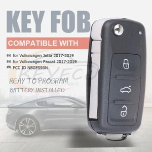 Replacement for Volkswagen Jetta /Passat2017-2019 Remote Flip Key NBGFS93N - Picture 1 of 2