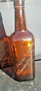 "Botella Grande de Whisky Urbana Wine Co Hammondsport NY Ámbar Cuadrado Años 1930 Bonita 11" - Imagen 1 de 7