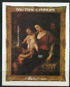Sao Tomé_219 1977 GEZÄHNT Weihnachtskunst Rubens BLATT MLH - Bild 1 von 1