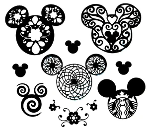 KOMPLIZIERTER DISNEY MICKEY MAUSKÖPFE MANDALA DESIGN SILHOUETTE STANZSCHNITT/SCHNITTE #3 - Bild 1 von 7