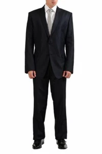 $ 1620 Versace Seidenwolle schwarz zwei Knöpfe Herrenanzug US 46 IT 56 - Bild 1 von 9