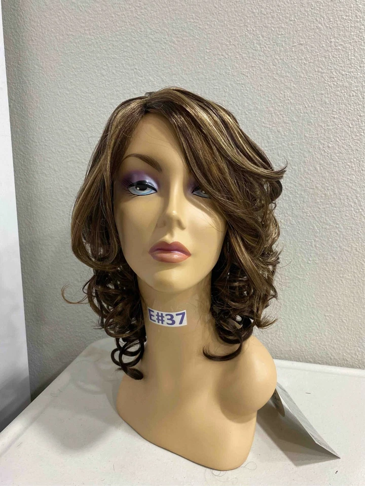 Peluca completa sintética flequillo lateral rizado de longitud media-Ana-Marie Foto 1 de 3