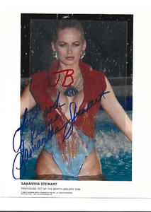 Wonderful,Sexy Signed Autograph Color Photo,Print Penthouse Pet Samantha Stewart - Picture 1 of 1