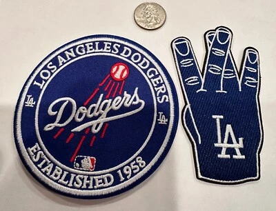 2-Los Angeles Dodgers embroidered iron on patches  3.5” X  3.5” & 4” H X 2”W - Image 1 of 3