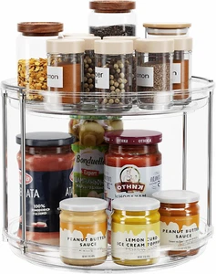 2 Tier Lazy Susan Turntable Organizer 9.25'' Rotating Spice Rack Organization fo - Picture 1 of 12