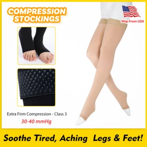 Compression Stockings 30-40 mmHg Medical Treatment Varicose Veins Anti Fatigue - Picture 1 of 13