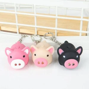 with Sound Pig Shape Mini Torch Key Holder Key Ring LED Key Chains Flashlight - Picture 1 of 8