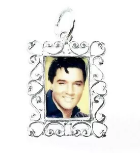 STERLING SILVER ELVIS PHOTO FRAME CHARM - Picture 1 of 4