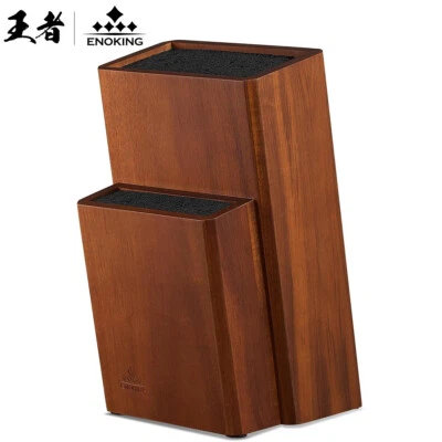 ENOKING Universal Knife Block Holder Organizer Storage Rack without Knives Acacia Wood